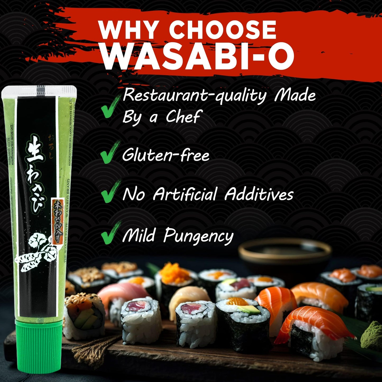 Wasabi-O Premium Wasabi Paste 3 Pack - Real Genuine Wasabi Paste For Sushi, Sashimi, Poke, & More - Vegan, Vegetarian, Halal - 1
