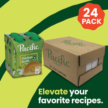 Pacific Foods Organic Free-Range Chicken Broth, 8 Oz Carton (24 Pack)