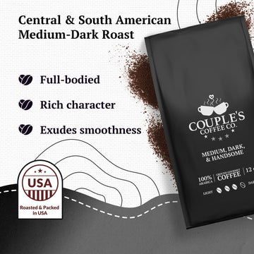 Couple'S Coffee Co. Couple'S Coffee Ground Coffee | Medium, Dark, & Handsome Roast Coffee Blend | Gourmet Bold And Smooth Coffee
