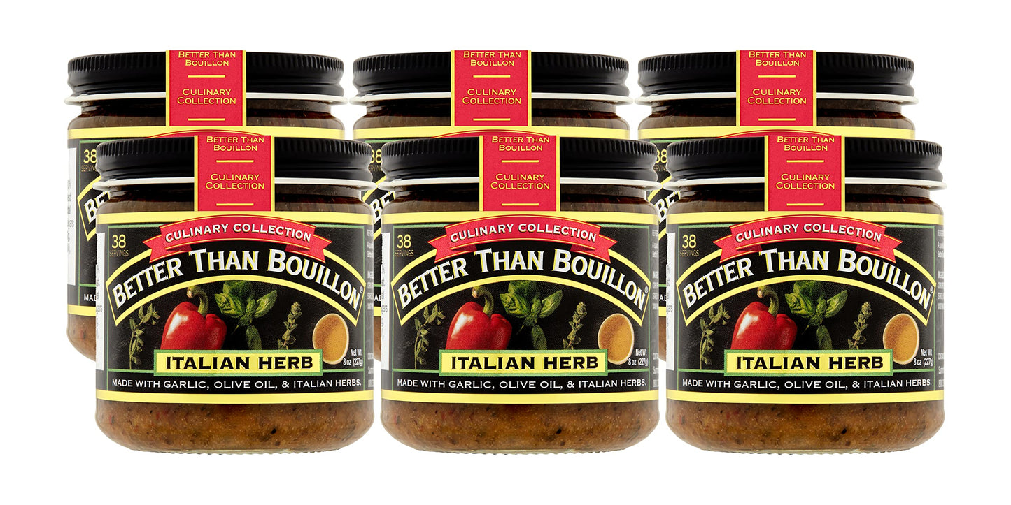 Better Than Bouillon Culinary Collection Base, Italian Herb Base, Contains 38 Servings Per Jar, 8-Ounce Glass Jar (Pack of 6)