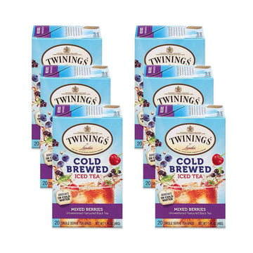 Twinings Mixed Berries Cold Brewed Iced Tea Bags, 20 Count (Pack Of 6), Unsweetened Flavoured Black Tea, Caffeinated