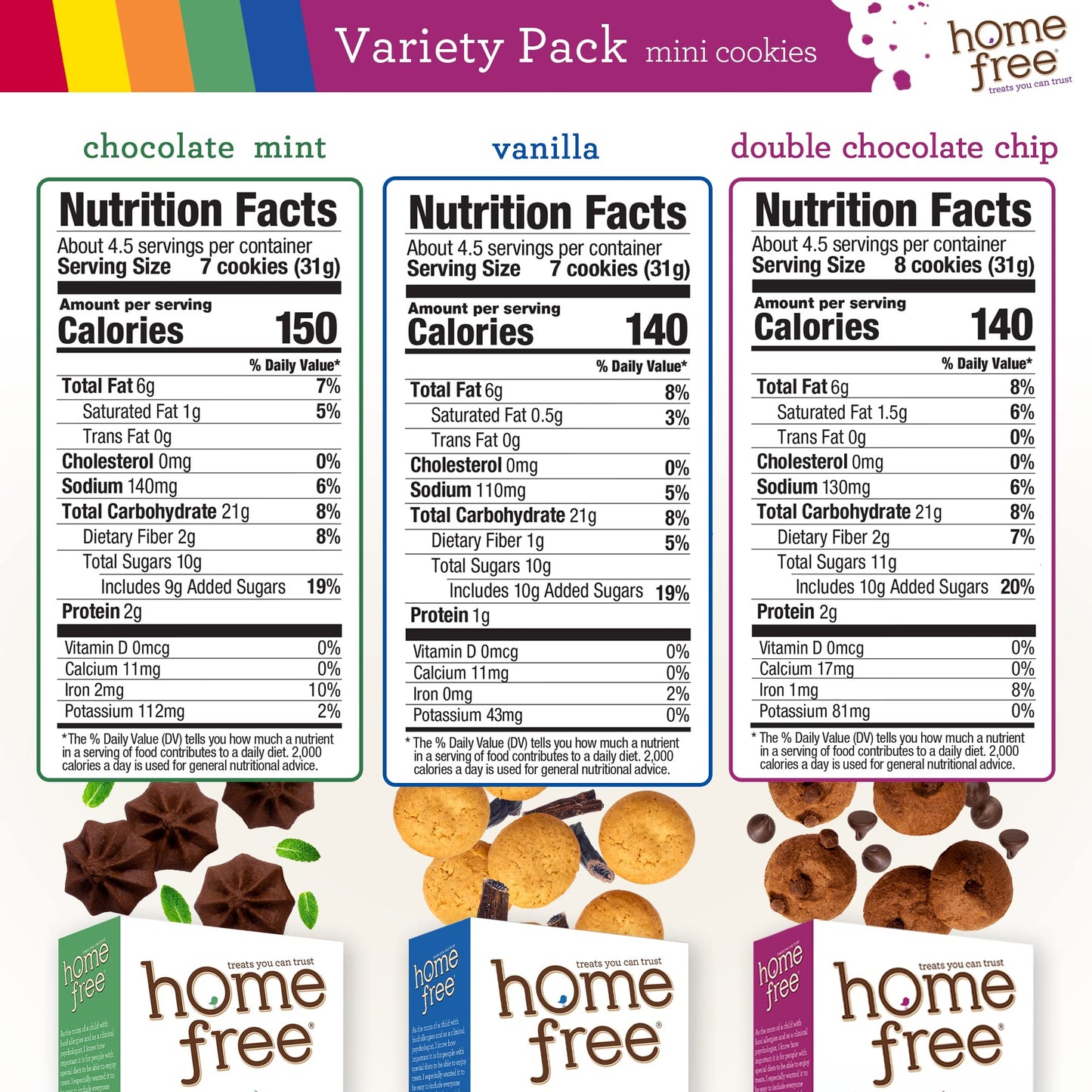 Homefree Treats — Vegan Cookies Variety Pack – Allergy Safe School Snacks – Peanut Free, Gluten Free, Egg Free, Dairy Free – Yummy Crunchy Cookie Assortment, Kosher Pareve (6 Count)