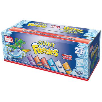 Kisko Freezies Ice Pops, Bulk Variety Giant Freezies, 27 Pieces