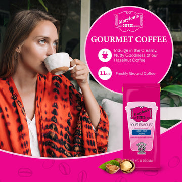 Marylous Coffee - Hazelnut Crme Flavored Coffee, Delicious Medium Roast Gourmet Coffee, 11 Oz. / 311 G Coffee Bag