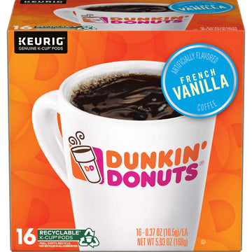 Dunkin' Donuts Coffee, French Vanilla Flavored Coffee, K Cup Pods For Keurig Coffee Makers, 64 Count