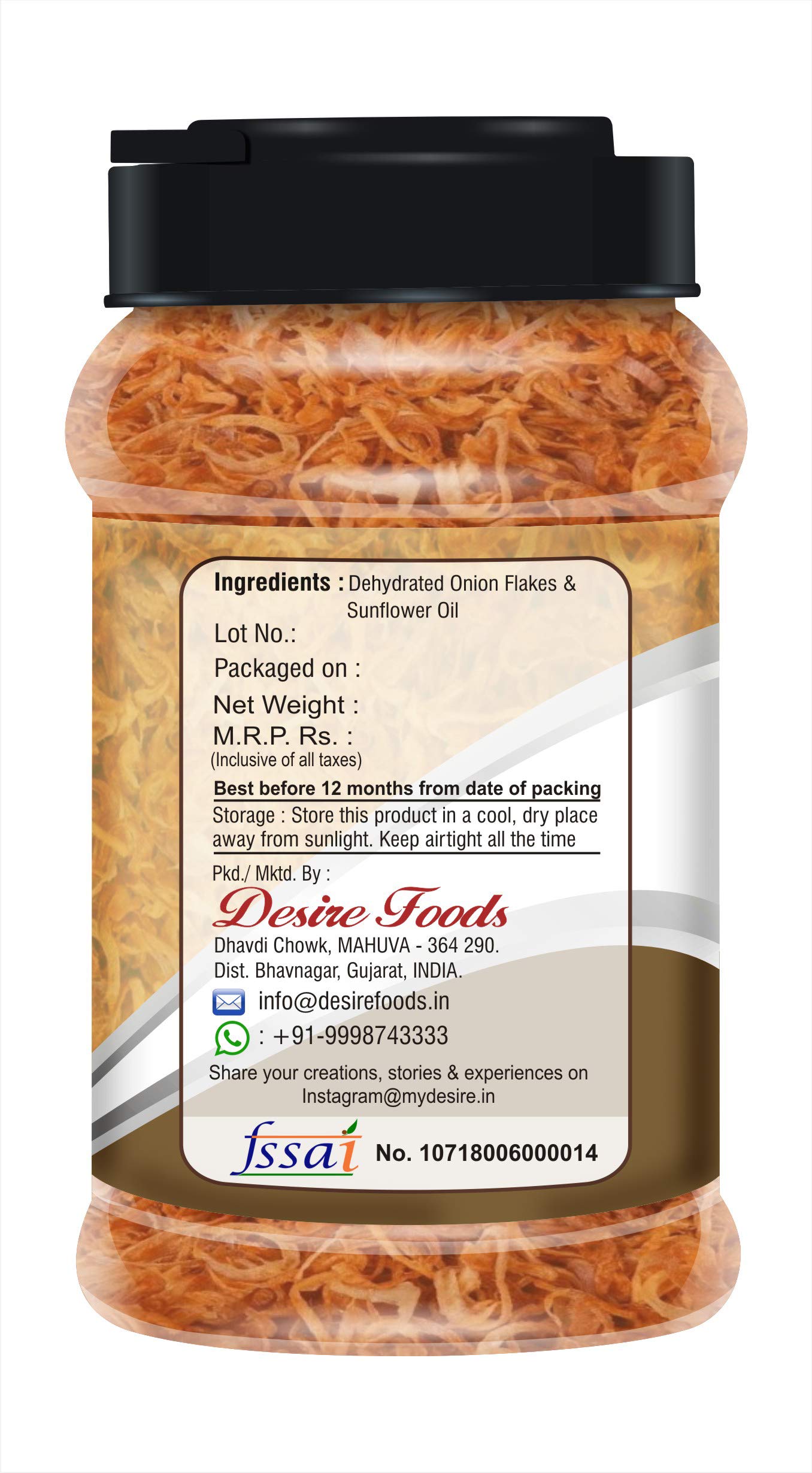 Desire Golden Fried Onion 400 Gram | Flakes |Birista | Fried Pyaz Used For Biryani, Gravies, Indian Curries (Pack Of 2)