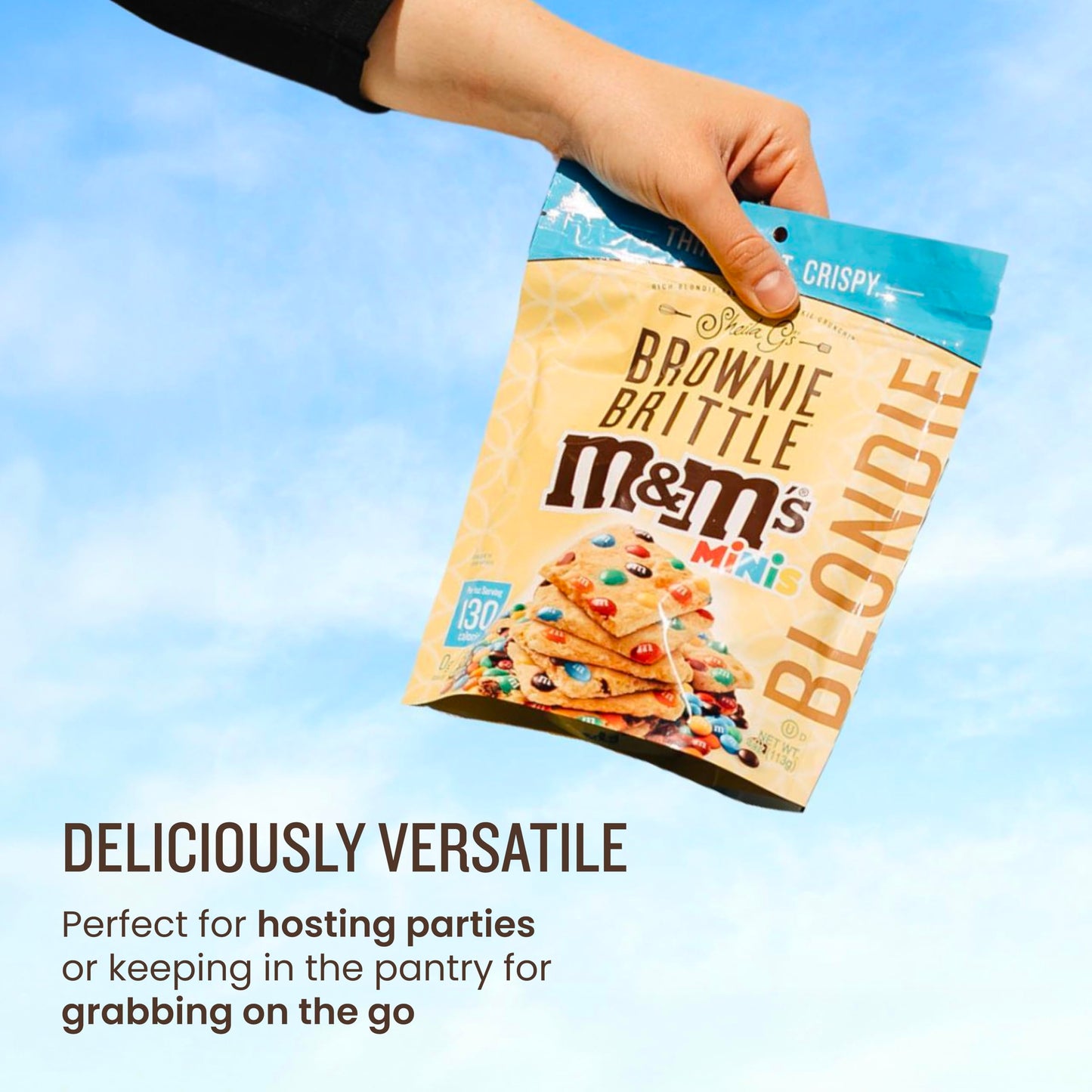 Sheila G'S Brownie Brittle - M&Ms Minis Blondie Thin And Crispy Sweet Snacks (Pack Of 6, 4 Oz), Rich Gourmet Brownie Bites Desse