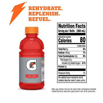 Gatorade Thirst Quencher Bottles Fruit punch, 12 Fl Oz (Pack of 24)