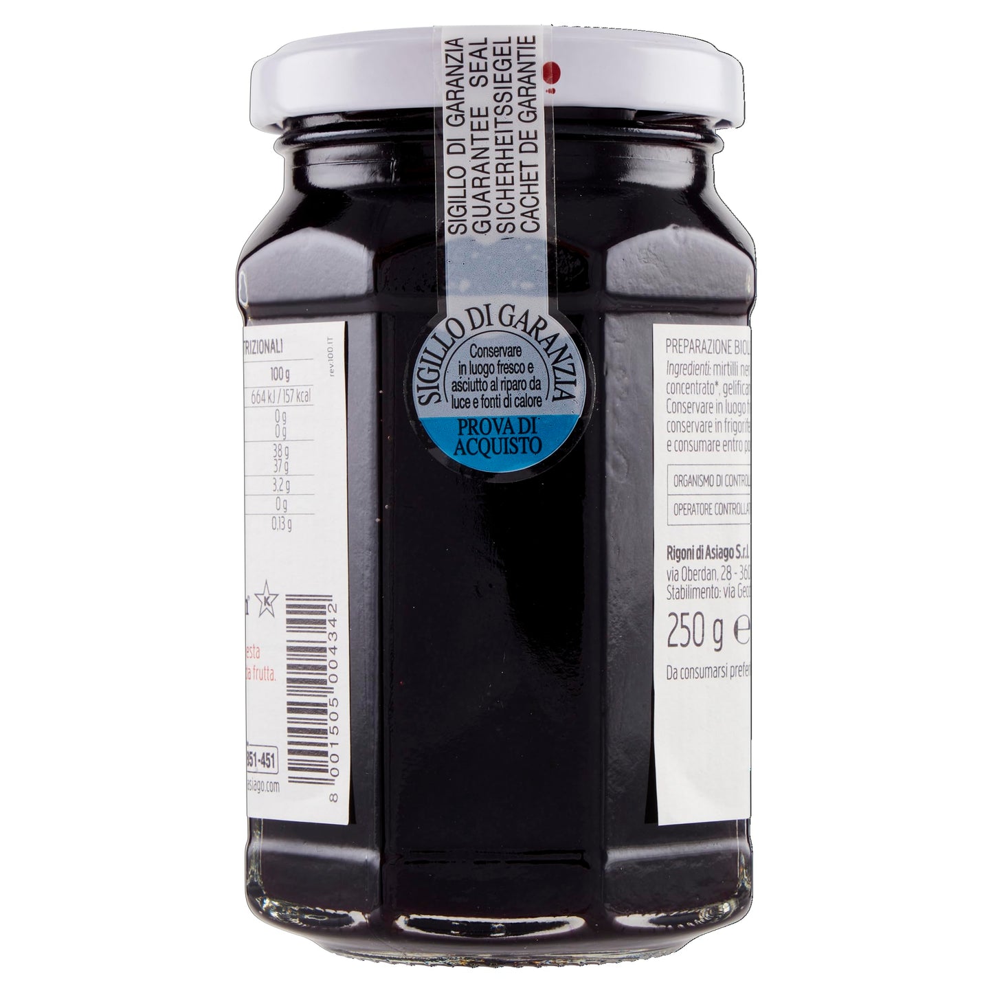 Rigoni Di Asiago Fiordifrutta Organic Fruit Spread, Wild Blueberry, 6 Count