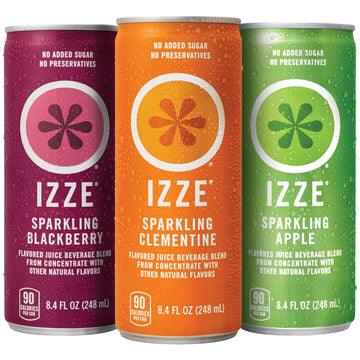 IZZE Sparkling Juice Variety Pack, 3 Flavors, 24 Cans, 8.4 Fl Oz Each