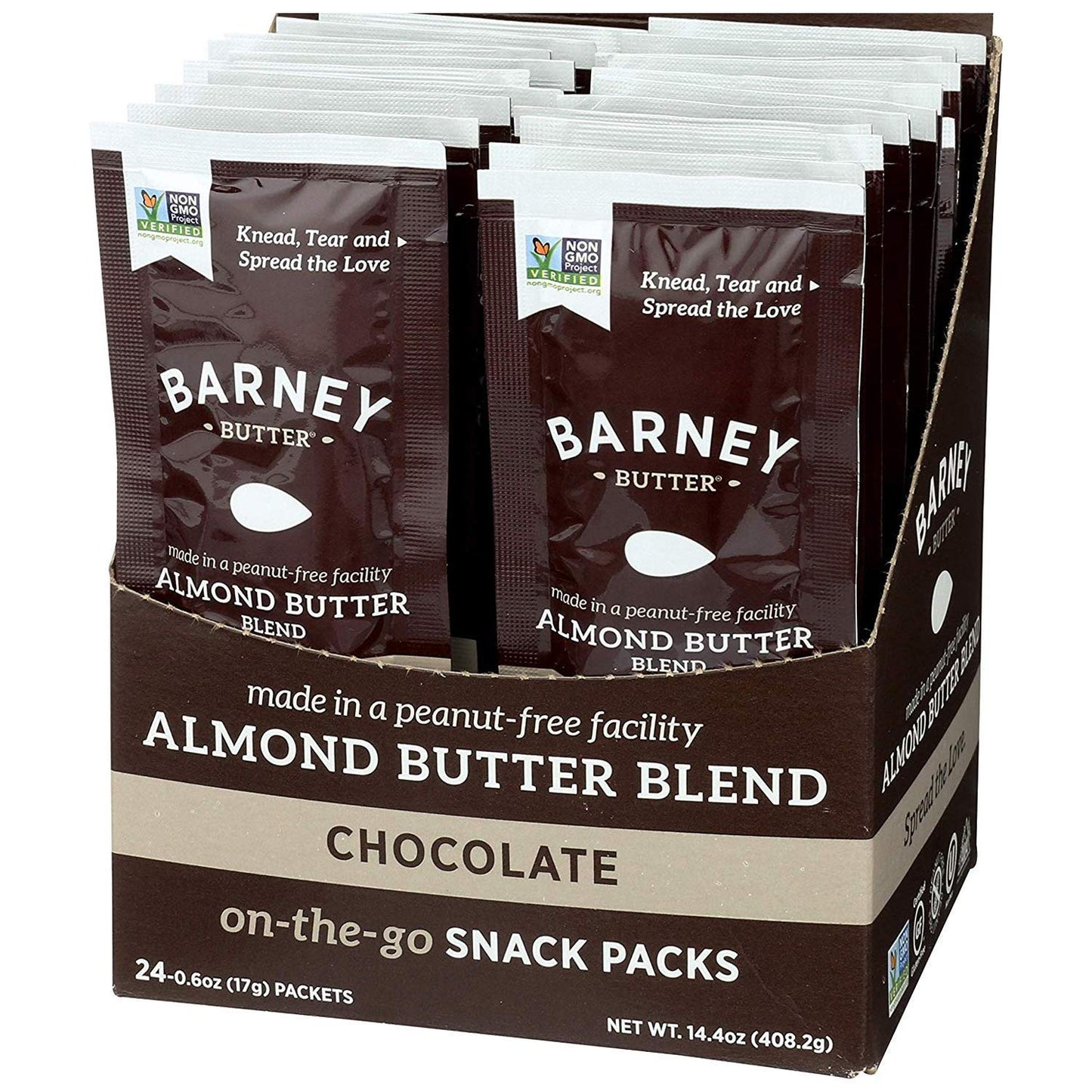 Barney Butter Almond Butter Snack Packs, Chocolate, 0.6 Ounce (Pack Of 24), Skin-Free Almonds, Non-Gmo, Gluten Free, Keto, Paleo, Vegan