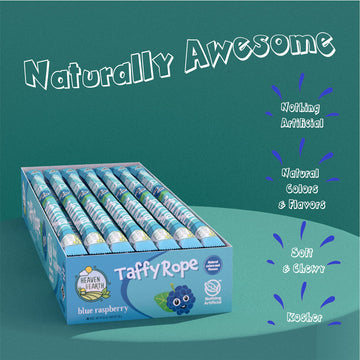 Heaven & Earth Blue Raspberry Taffy Rope 19.5Oz (24 Pack) | Made With Natural Colors & Flavors, No High Fructose Corn Syrup, Gluten Free, Nothing Artificial, Wonderfully Delicious!