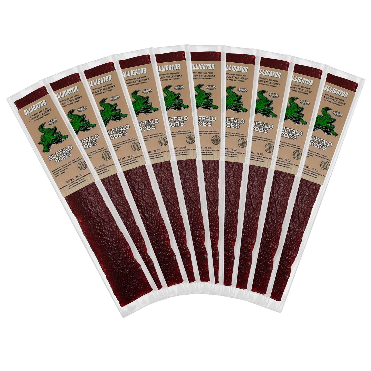 Buffalo BobS Wild Game Meat Snack - Alligator Cajun Jerky 10 Pack