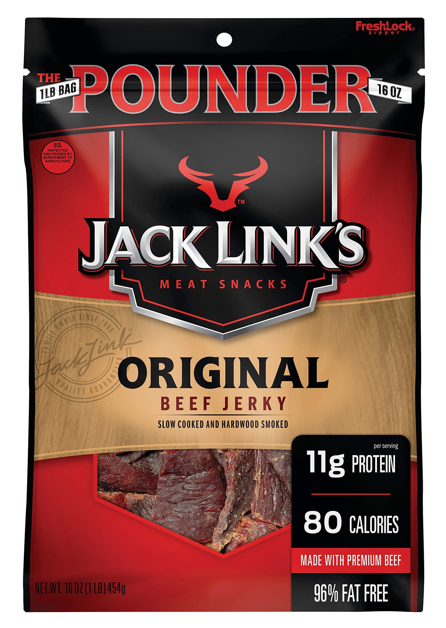 Jack Link'S Meat Snacks Beef Jerky, Original, 16 Ounce (Pack Of 1)