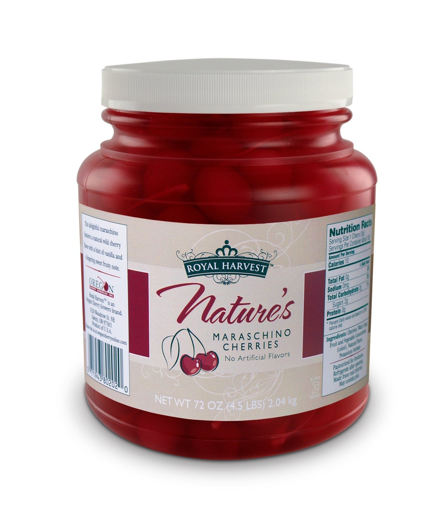 Royal Harvest Natures Maraschino Cherries With Stems, 72 Ounce