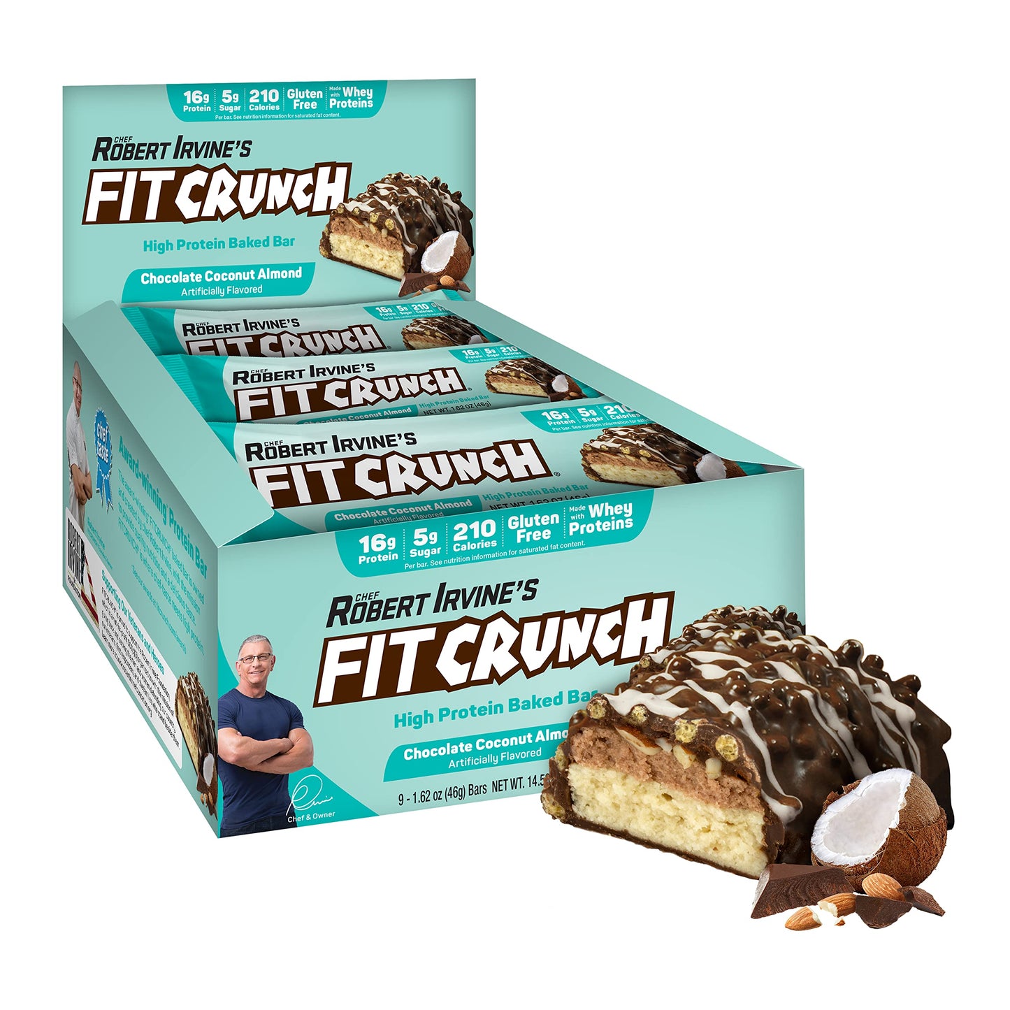 Fitcrunch Snack Size Protein Bars, Designed By Robert Irvine, 6-Layer Baked Bar, 5G Of Sugar & Soft Cake Core (9 Bars, Chocolate