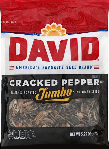 David Roasted And Salted Jumbo Sunflower Seeds, Cracked Pepper Flavor, 5.25Oz.