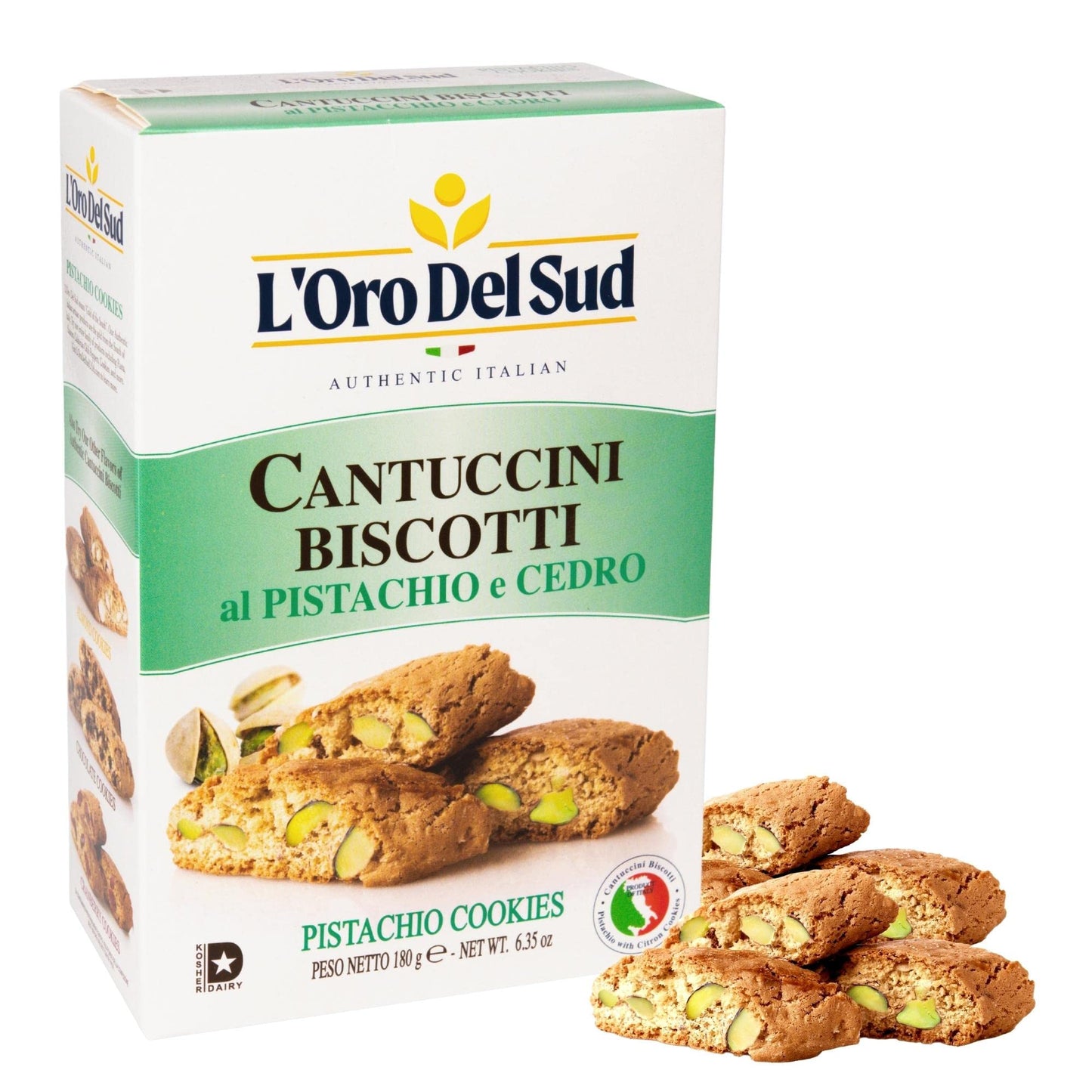 LOro Del Sud Pistachio And Cedron Biscotti Cantuccini DAbruzzo Italian Cookies Madewith Real Quality Ingredients 180 G 6.3 Oz. Gourmet Cookies