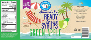 Hypothermias Green Apple Ready To Use Gallon (128 Fl. Oz) Hawaiian Snow Cone Flavors Syrup - Shaved Ice, 100% Pure Cane Sugar