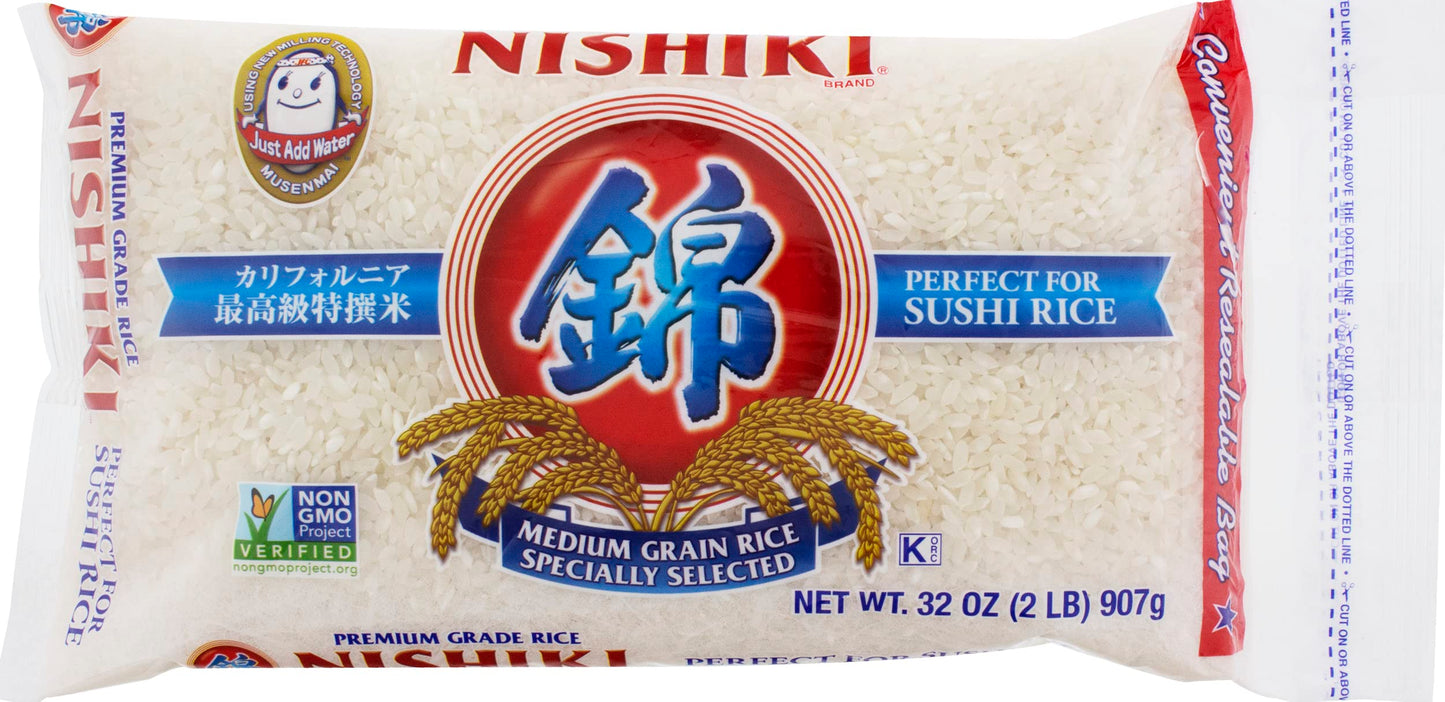 Nishiki Premium Rice Musenmai Premium Medium Grain White Rice, 2 Pound (Pack Of 12)