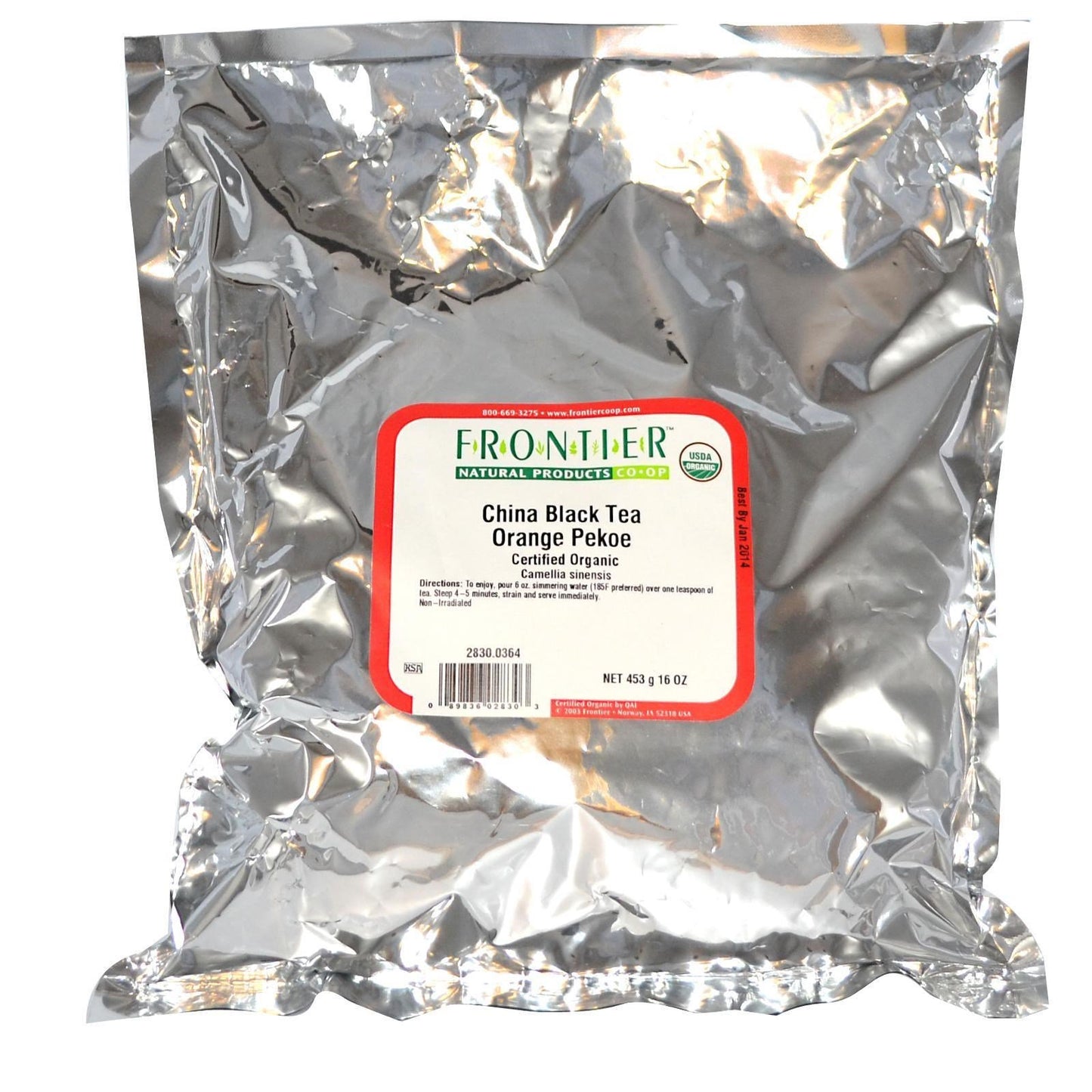 Frontier Co-Op China Black Tea (Orange Pekoe), Certified Organic, Kosher | 1 Lb. Bulk Bag | Camellia Sinensis L.