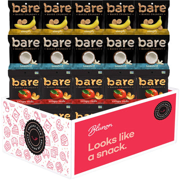 Bare Chips Variety Pack - Assortment Of Apple Chips, Banana Chips And Coconut Chips Snack Size - Care Package Gift Box (18 Count