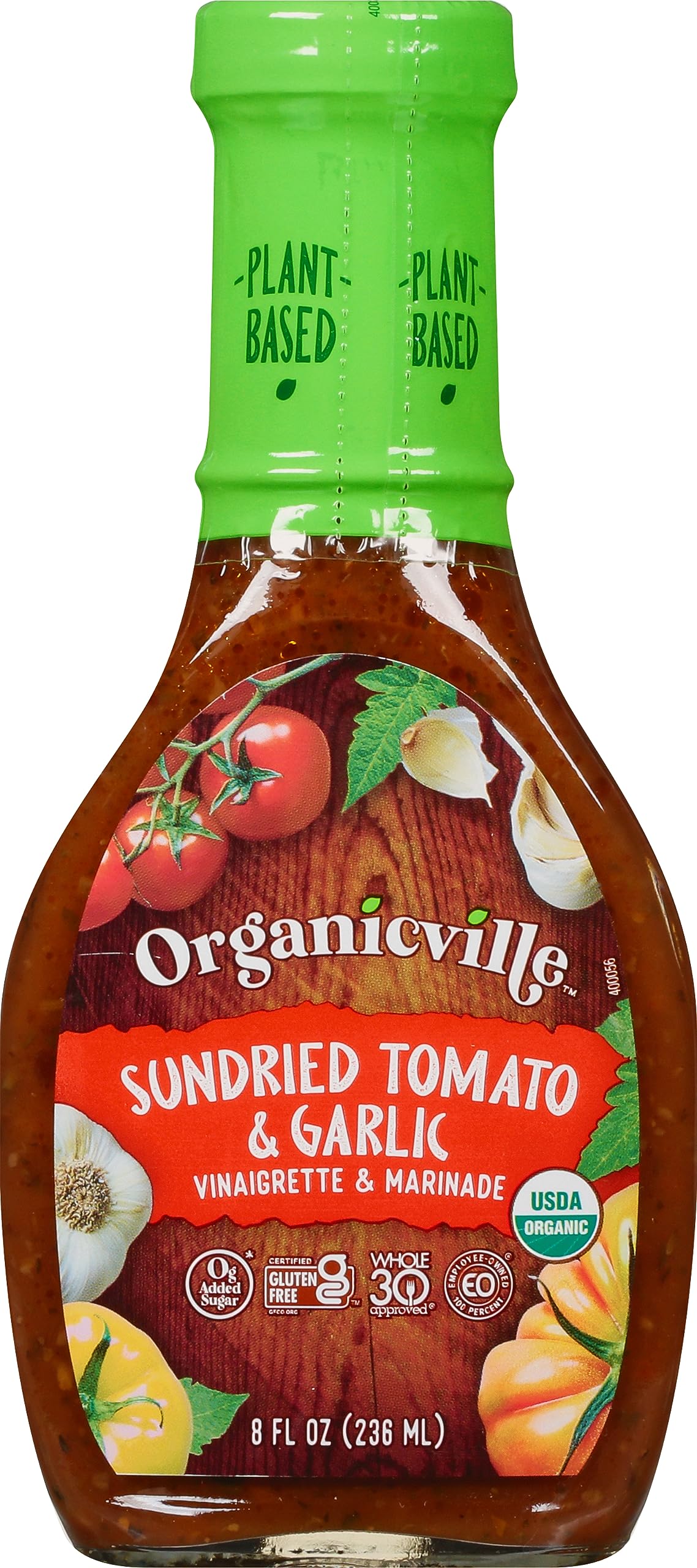 Organicville Sundried Tomato and Garlic Vinaigrette - Salad Dressings, Keto Friendly, Gluten Free, Organic, Vegan, Paleo, 0g Add