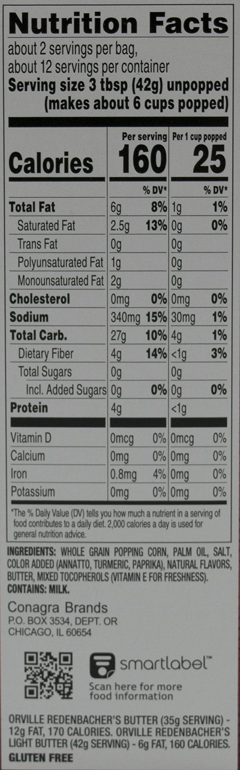 Orville Redenbacher Light Butter Popcorn, 8.07 oz, 6 Count Pack, 3 Pack