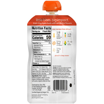 Plum Organics Baby Food Pouch | Stage 2 | Butternut Squash, Carrot, Chickpea & Corn | 3.5 Ounce | 12 Pack | Fresh Organic Food S