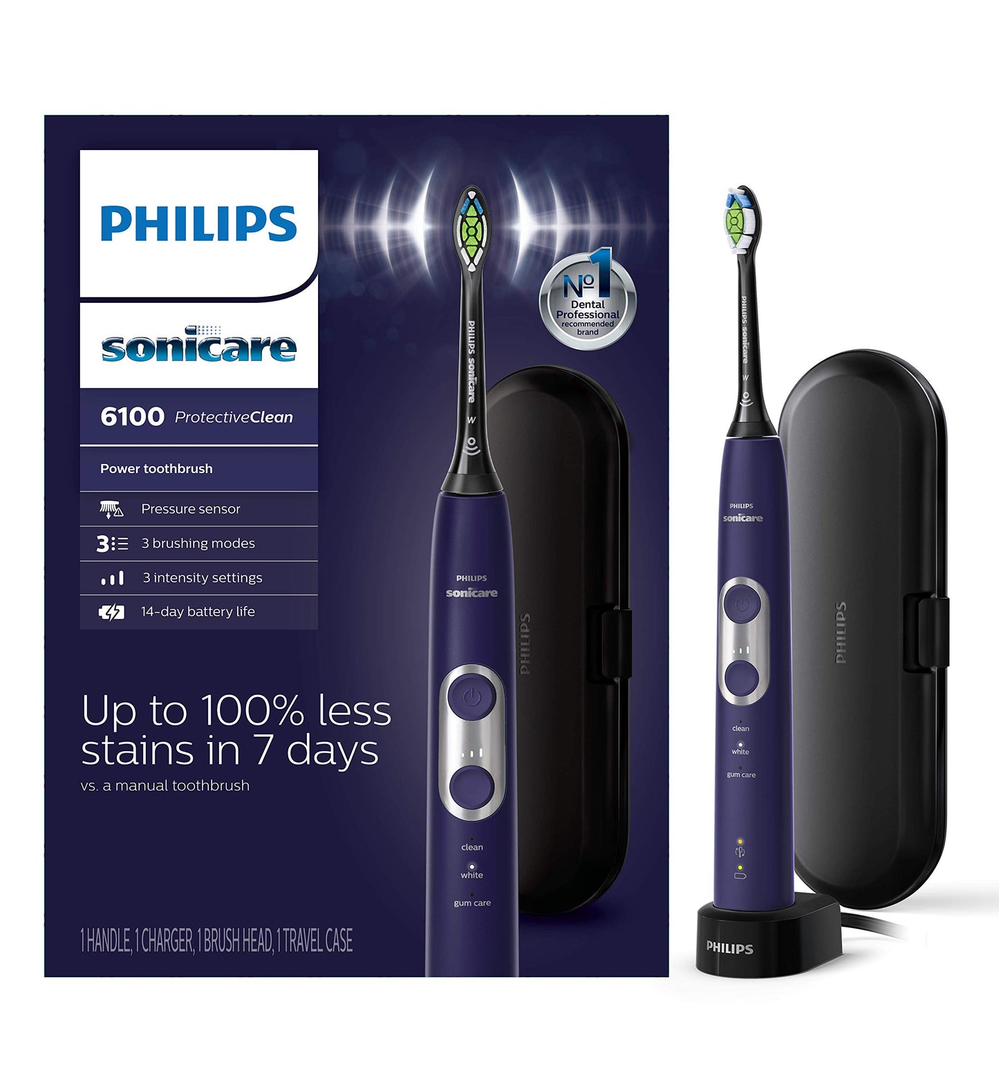 Philips Sonicare Protectiveclean 6100 Rechargeable Electric Power Toothbrush, Deep Purple, Hx6471/03