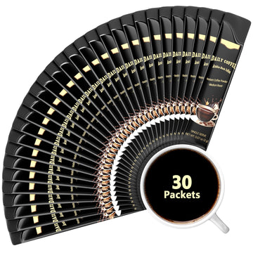 Sugar Free Instant Coffee 30 Packets Single Serve, Organic Arabica Instant Coffee Packs, Hot & Ice Coffee Instant Powder Medium