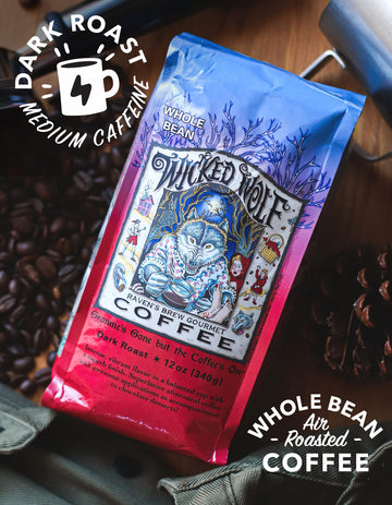 Raven'S Brew Coffee Full Bodied Coffee Dark Roast Whole Bean - Wicked Wolf 12Oz