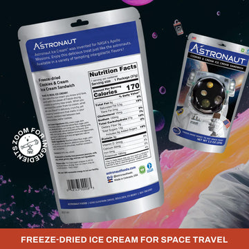 Astronaut Foods Freeze-Dried Ice Cream Sandwich, Nasa Space Dessert, Cookies & Cream, 12 Count