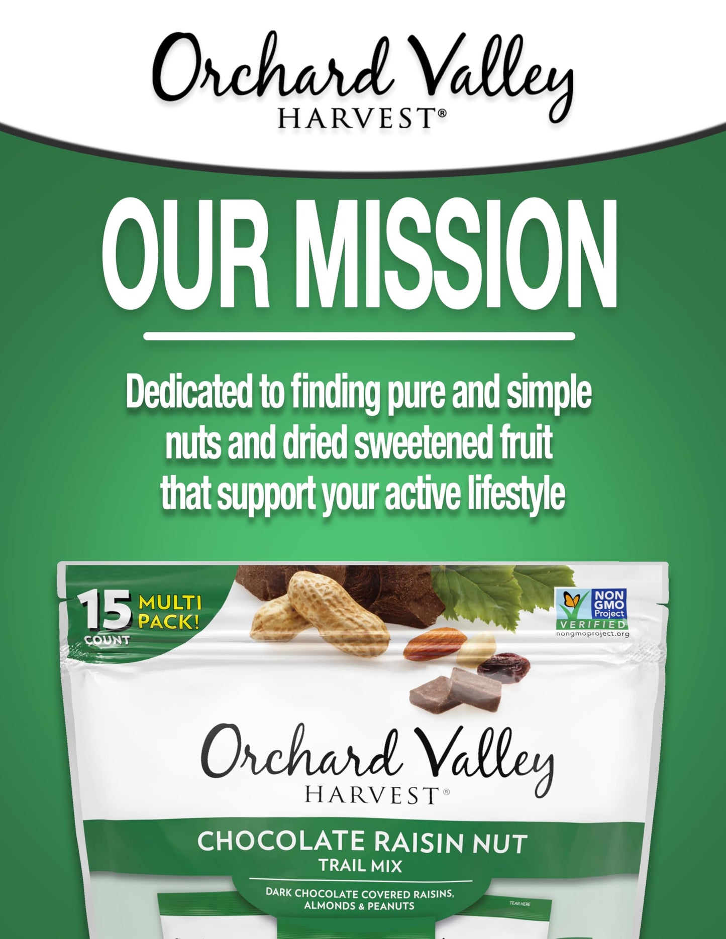 Orchard Valley Harvest Chocolate Raisin Nut Trail Mix, 1 Oz, 15 Ct