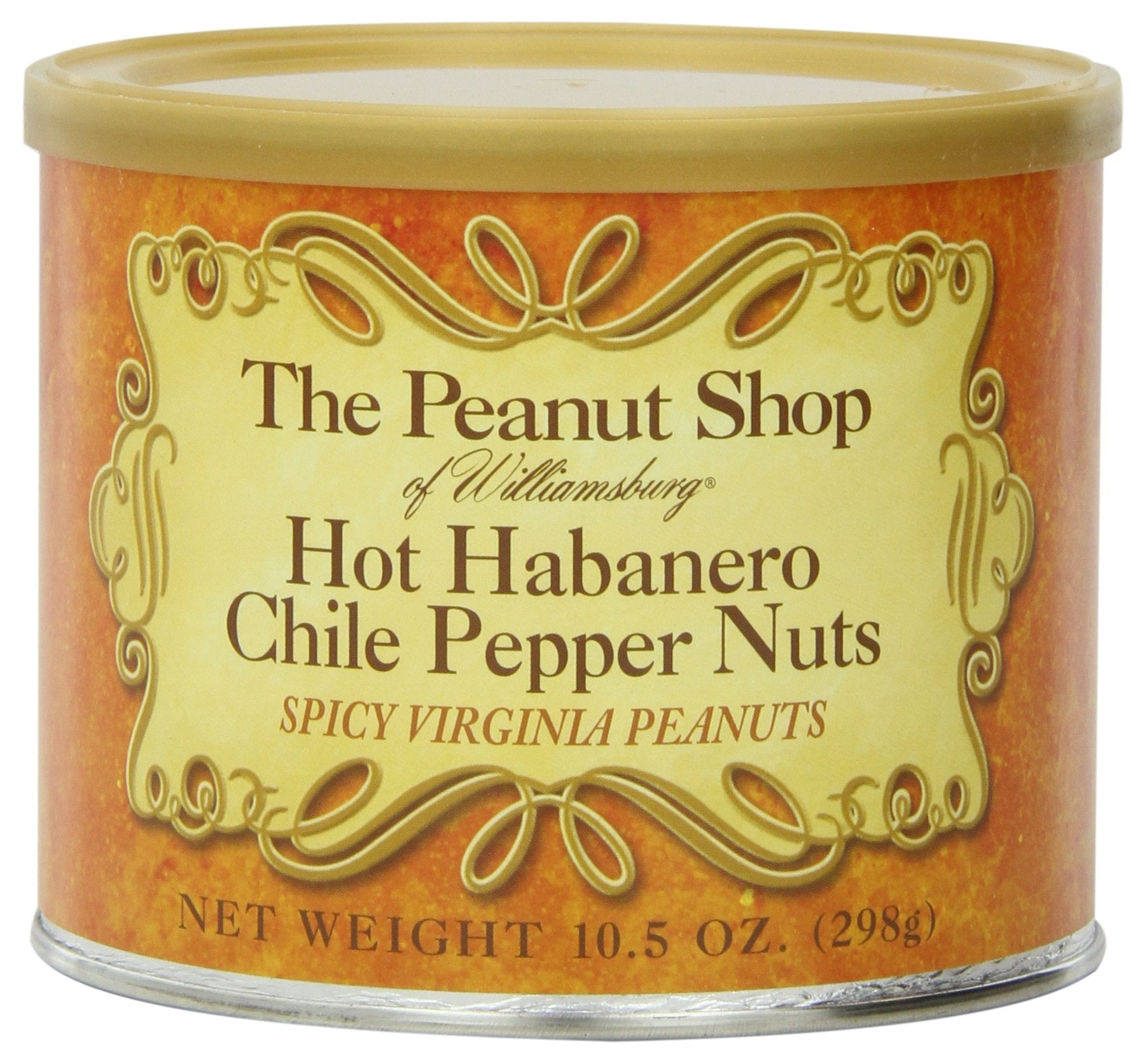 The Peanut Shop Of Williamsburg Hot Habanero Chile Pepper Nuts, 10.5-Ounce Tin