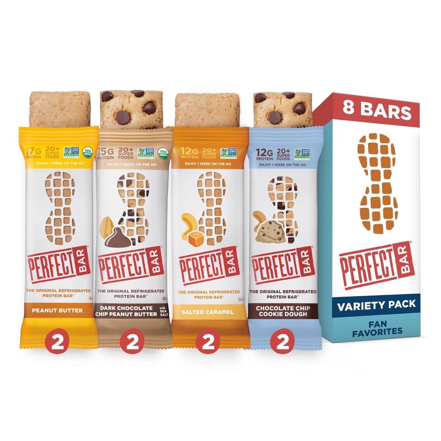 Perfect Bar, Best Sellers Variety Pack, Protein Bars, Gluten Free, Soy Free, Non GMO, No Sugar Alcohols, 2.2-2.5 Ounce Bars, 8 C