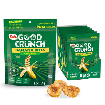 Dole Good Crunch Banana Dried Fruit Bites, Gluten Free & Vegan Snack, 2.5Oz Bags (Pack Of 6)