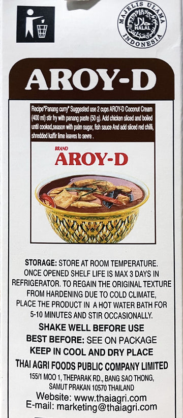 Aroy-D Coconut Cream, 33.8 Fluid Ounce (6-Pack)