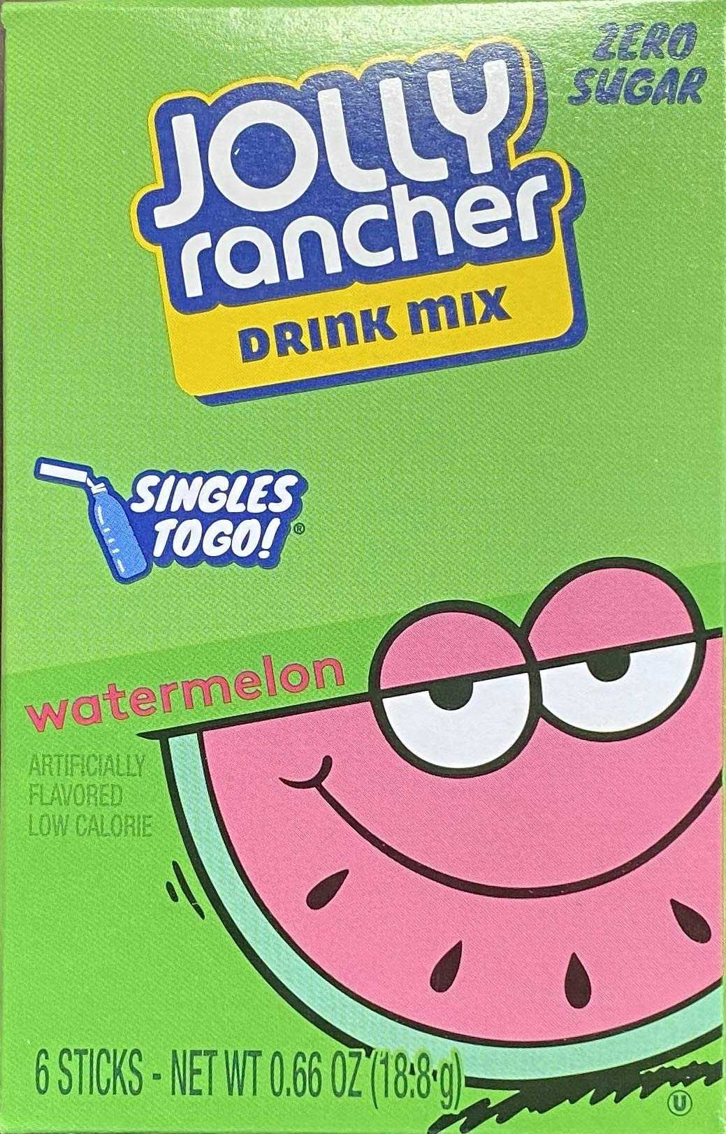 Lot of 6 (6-ct.) Boxes Mixed Variety JOLLY RANCHER ~ 3 Green Apple & 3 Watermelon. ~Singles to Go! Sugar Free Drink Mix.