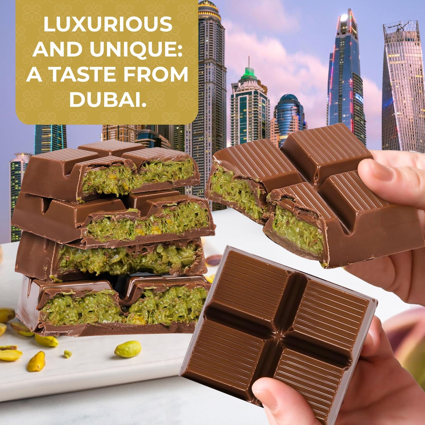 Chobella Chocolate Bar with Pistachio and Phyllo Dough, 7 oz Gift Box