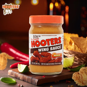 The Original Hooters Medium Wing Sauce - Restaurant-Quality Flavor - Ideal for Chicken Wings, Ribs, and Seafood (6 Pack)