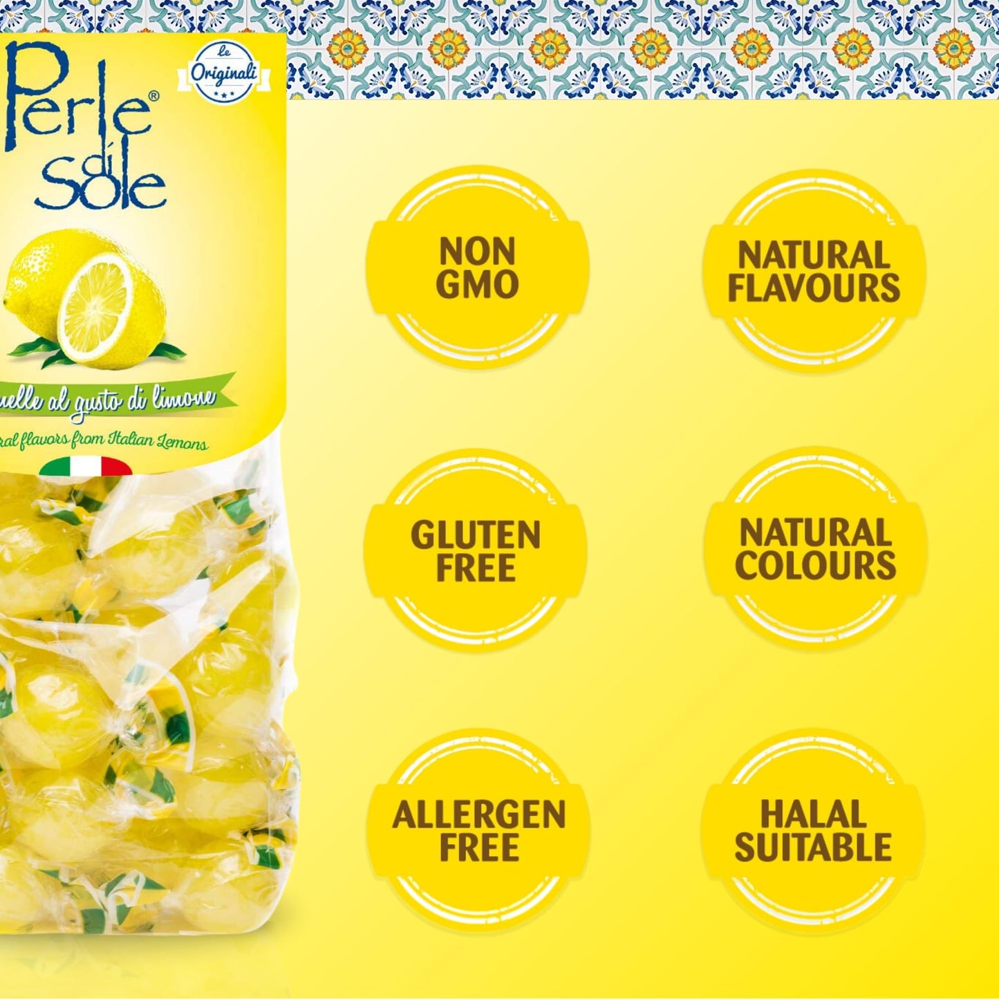 Perle Di Sole Italian Lemon Drops Hard Candy Individually Wrapped (7.05 Oz) Made With Essential Oils Of Lemons From The Amalfi C