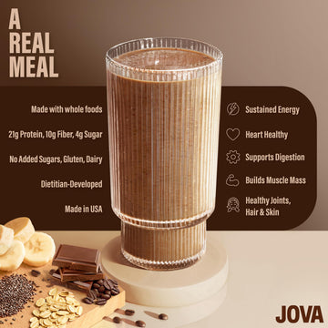 JOVA Mocha Meal Replacement Smoothie Kit | Nutritious, Delicious & Ready in 2 Minutes | 25g Protein, 8g Fiber (Gluten-Free, Non-