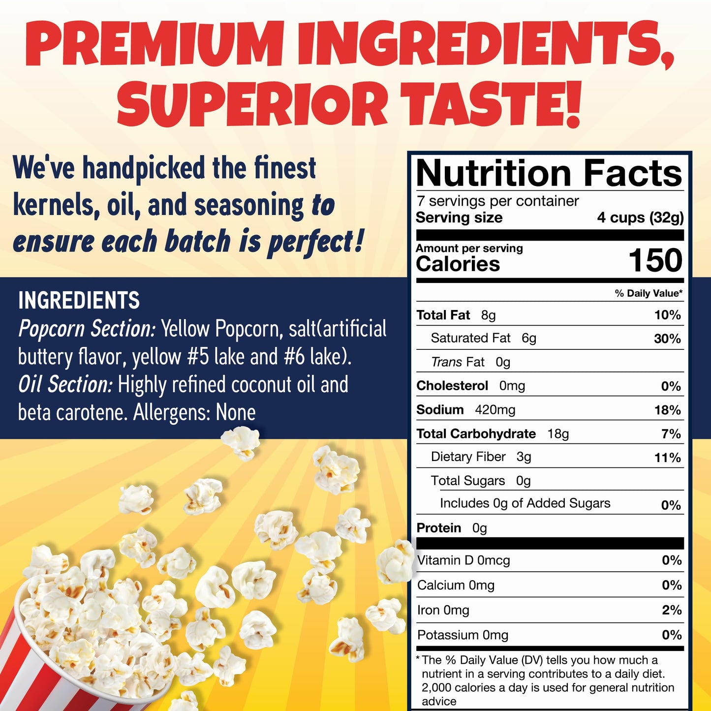 PREMIUM AMERICA Popcorn Kit, 36 Packs, 6oz Popper Kernels, Oil & Seasoning