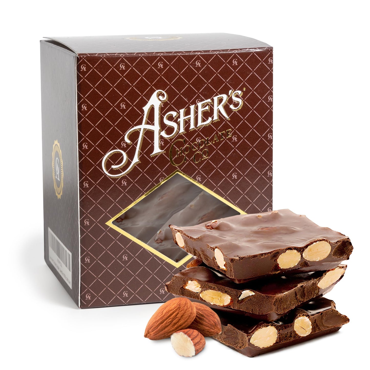 Ashers Chocolates, Milk Chocolate Almond Bark, Small Batches Sweet and Salty Candy with Almonds, Family Owned Since 1892 (1 Pou