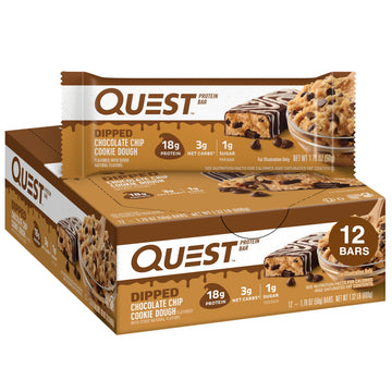 Quest Nutrition Dipped Chocolate Chip Cookie Dough Protein Bars, 1.76 Oz, 12 Ct