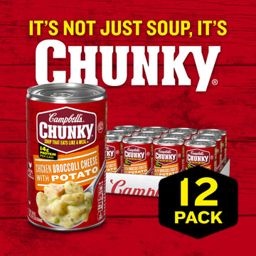 Campbell s Chunky Soup, Chicken Broccoli Cheese Soup, 18.8 Oz Can (Case of 12)