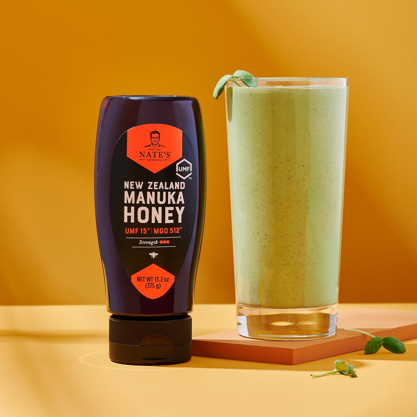 Nates Raw Manuka Honey New Zealand MGO 512+ | UMF Certified 15+ | 13.2 oz Squeeze Bottle