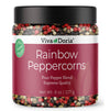 Viva Doria Rainbow Blend Peppercorn, Steam Sterilized Whole Black Pepper, Whole Green Pepper, Whole Pink Pepper, Whole White Pepper, 8 Oz, For Grinder Refills