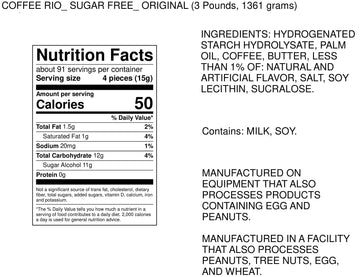 Coffee Rio Sugar Free Coffee Candy - Cream, 3 Pound Bulk Bag, Individually Wrapped Kosher Treats, Perfect for Gifting and Sharing